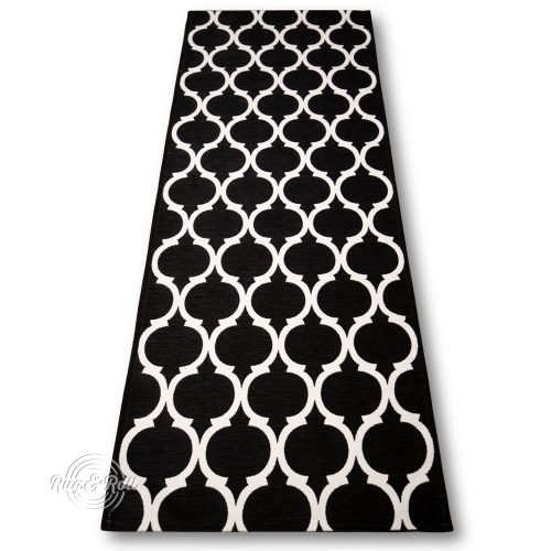 MARRAKESH Black & White S Geometrikus fekete-fehér Marokkói mintás futószőnyeg 80 x 200 cm