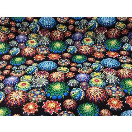 Fekete alapon színes medúza mintás vízlepergetős textil