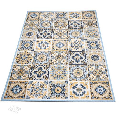 Mosaik Blue L Geometrikus  Türkiz Mozaik Mintás Szőnyeg 160 x 230